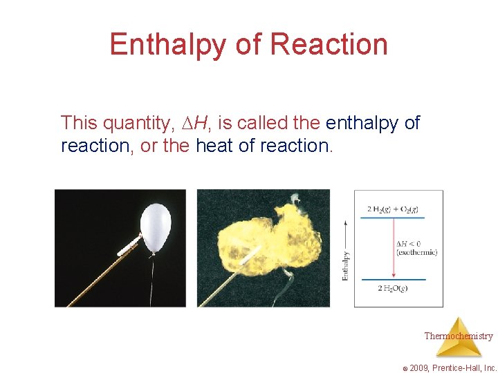Enthalpy of Reaction This quantity, H, is called the enthalpy of reaction, or the