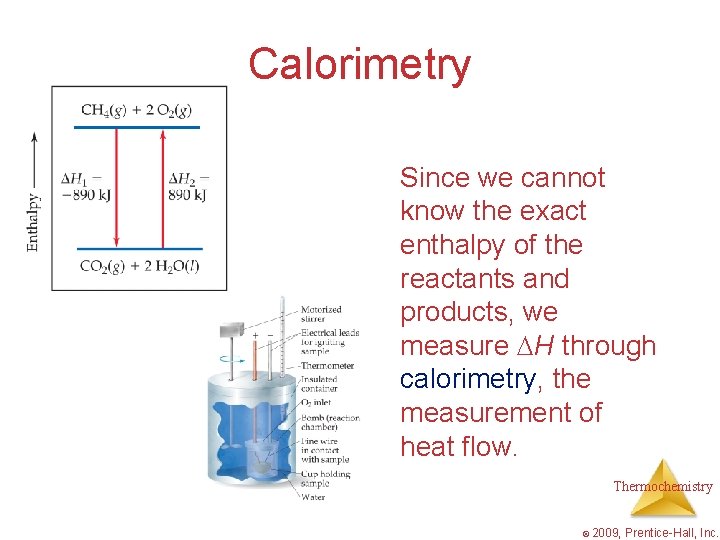 Calorimetry Since we cannot know the exact enthalpy of the reactants and products, we