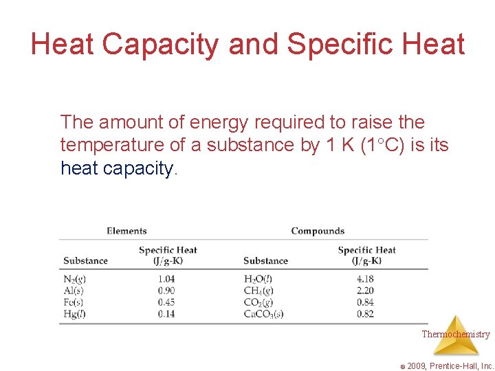 Heat Capacity and Specific Heat The amount of energy required to raise the temperature