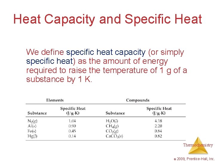 Heat Capacity and Specific Heat We define specific heat capacity (or simply specific heat)