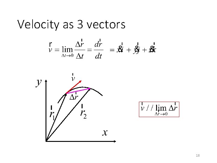 Velocity as 3 vectors 18 