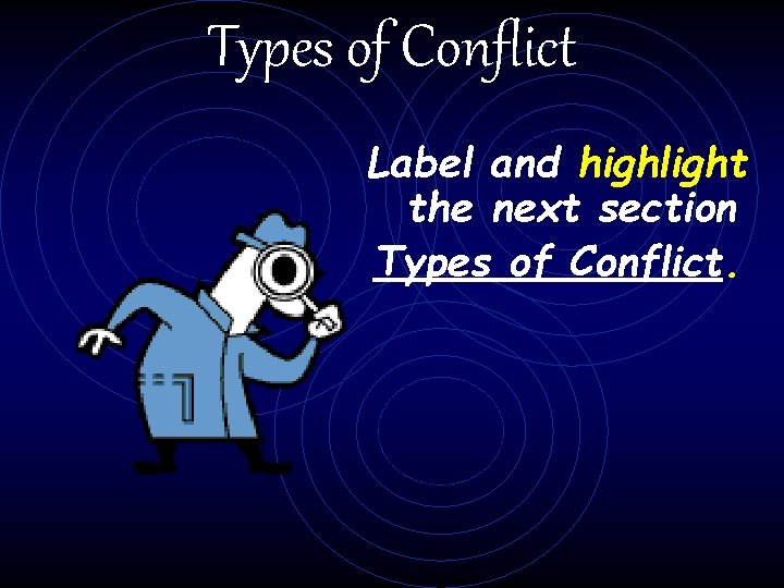 Types of Conflict Label and highlight the next section Types of Conflict. 