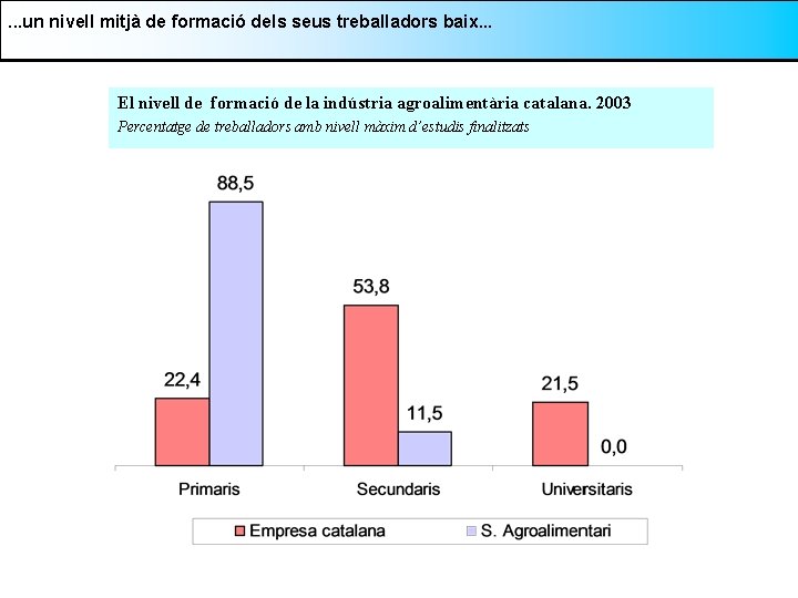 . . . un nivell mitjà de formació dels seus treballadors baix. . .