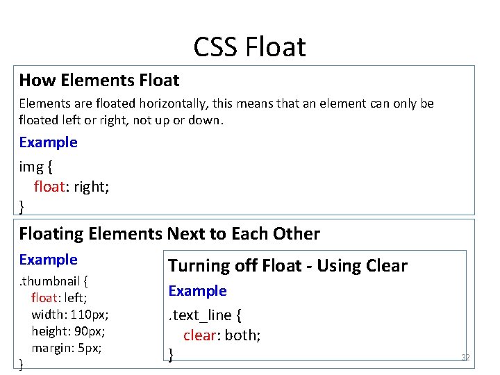 CSS Float How Elements Float Elements are floated horizontally, this means that an element