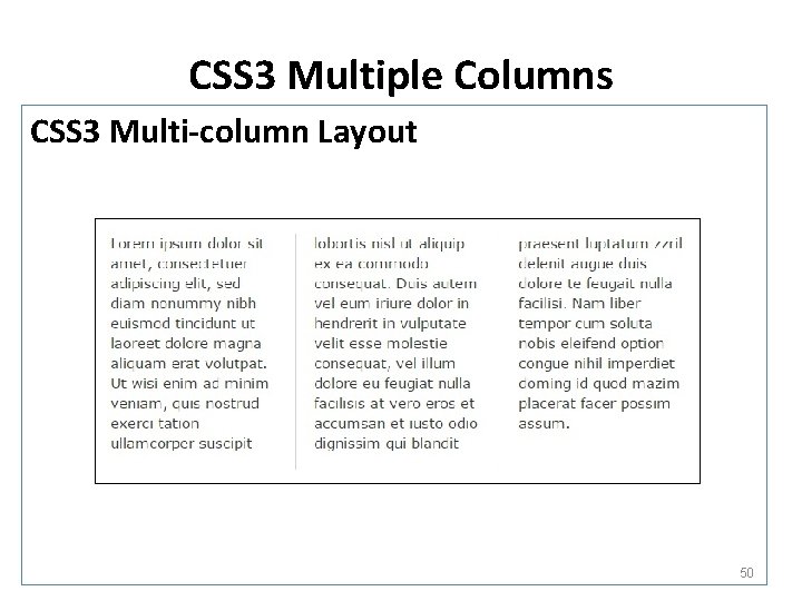 CSS 3 Multiple Columns CSS 3 Multi-column Layout 50 