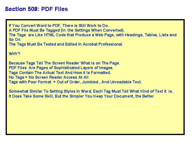 Section 508: PDF Files If You Convert Word to PDF, There is Still Work