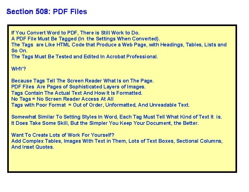 Section 508: PDF Files If You Convert Word to PDF, There is Still Work