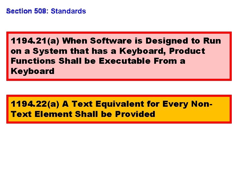 Section 508: Standards 1194. 21(a) When Software is Designed to Run on a System