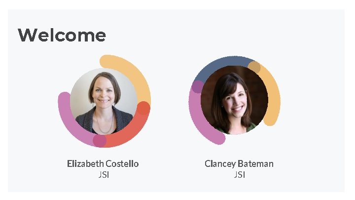 Welcome Elizabeth Costello JSI Clancey Bateman JSI Welcome Elizabeth Costello JSI Clancey Bateman JSI