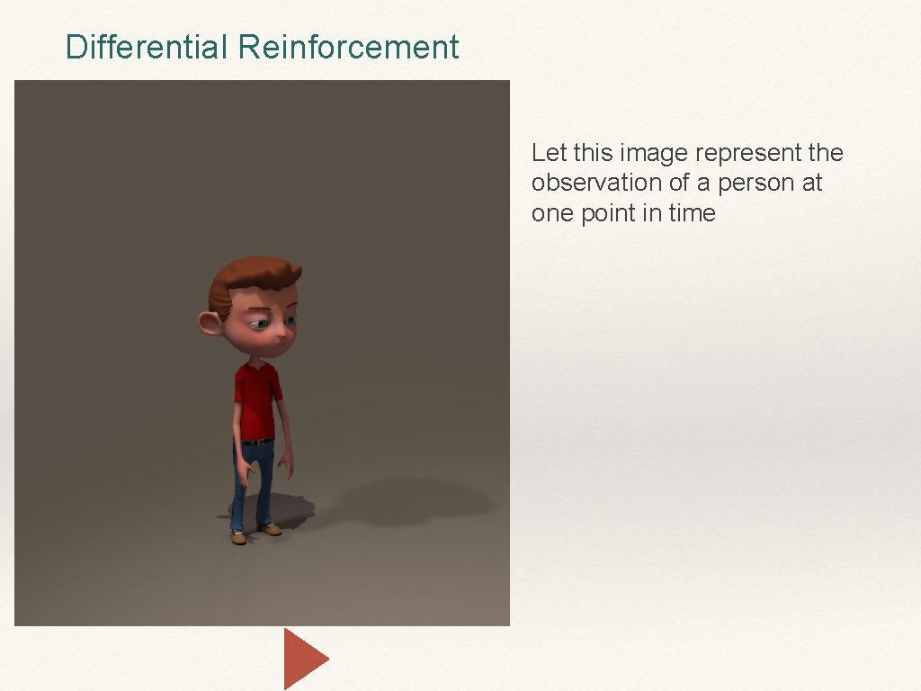 Differential Reinforcement Let this image represent the observation of a person at one point