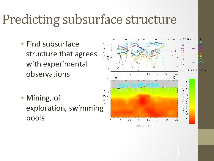 Predicting subsurface structure • Find subsurface structure that agrees with experimental observations • Mining,
