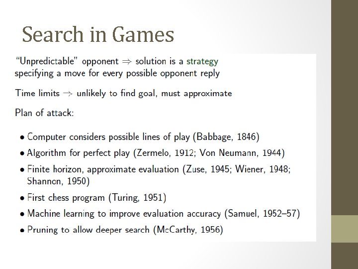 Search in Games 