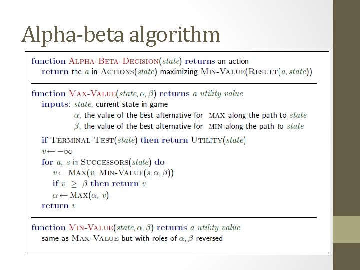 Alpha-beta algorithm 