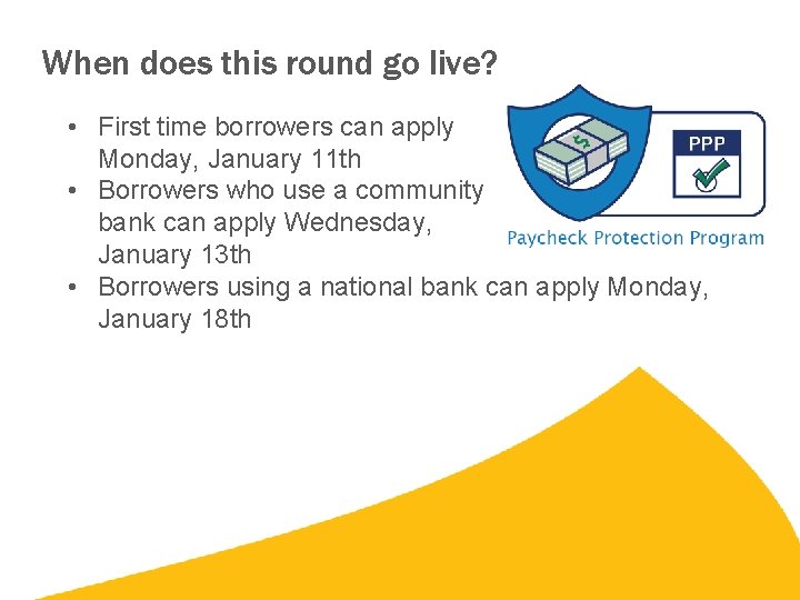 When does this round go live? • First time borrowers can apply Monday, January When does this round go live? • First time borrowers can apply Monday, January