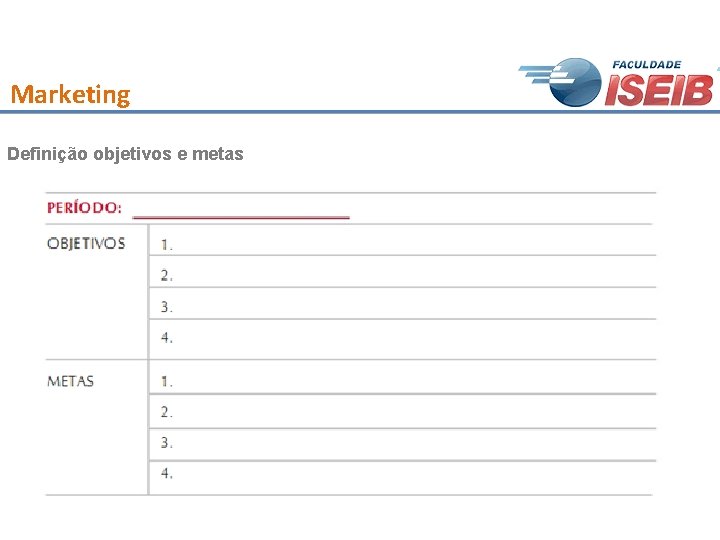 Marketing Definição objetivos e metas 