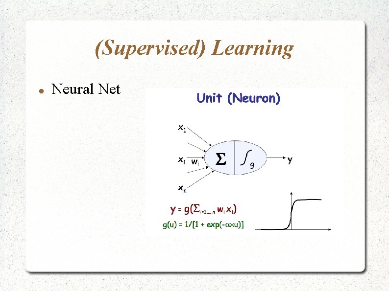 (Supervised) Learning Neural Net 