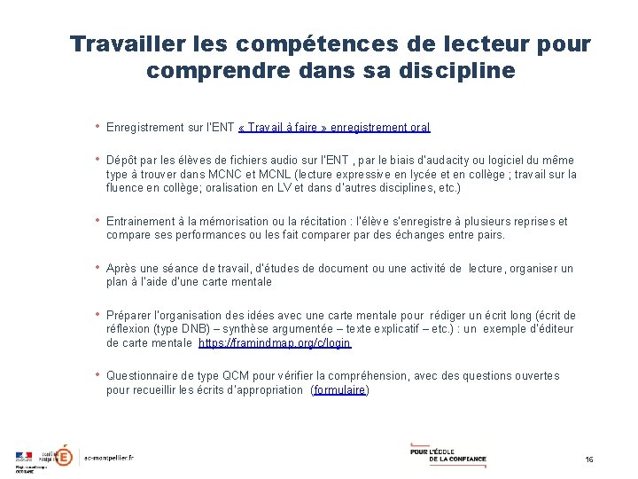 Travailler les compétences de lecteur pour comprendre dans sa discipline • Enregistrement sur l’ENT