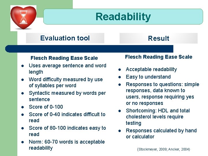 Readability Evaluation tool l l l Flesch Reading Ease Scale Uses average sentence and