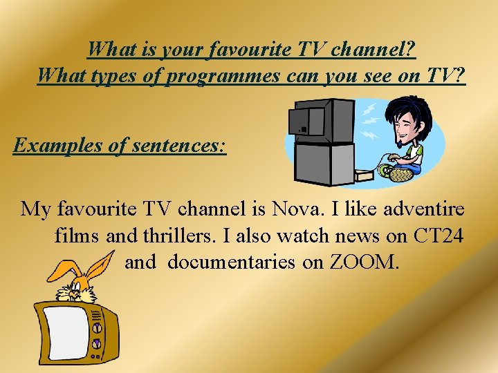 What is your favourite TV channel? What types of programmes can you see on