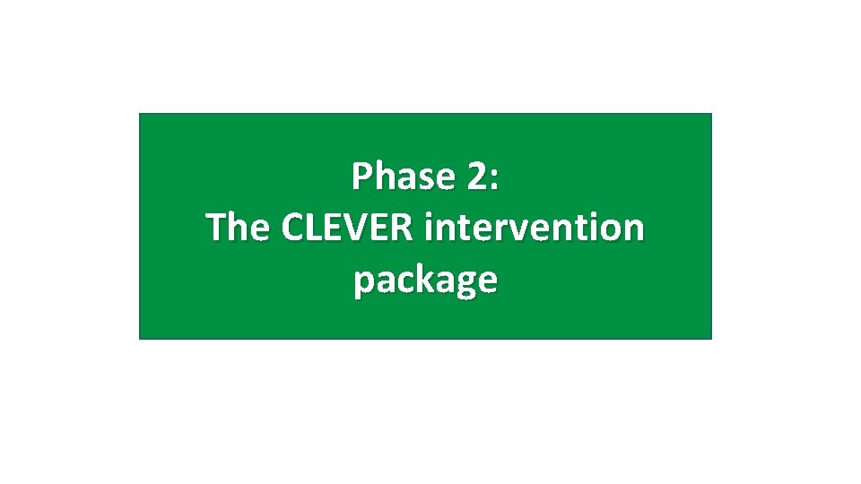 Phase 2: The CLEVER intervention package 