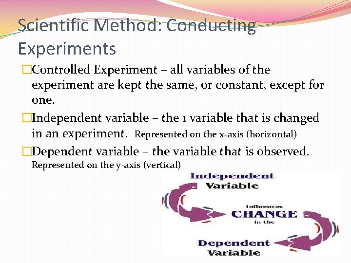 Scientific Method: Conducting Experiments �Controlled Experiment – all variables of the experiment are kept