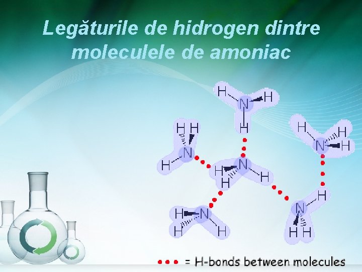 Legăturile de hidrogen dintre moleculele de amoniac 