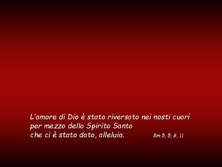 L’amore di Dio è stato riversato nei nosti cuori per mezzo dello Spirito Santo