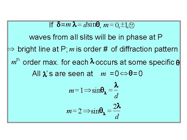 If =m l = d sin , m = 0, ± 1, K waves