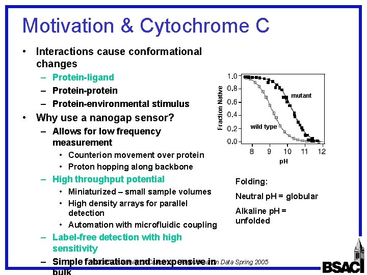 Motivation & Cytochrome C – Protein-ligand – Protein-protein – Protein-environmental stimulus • Why use