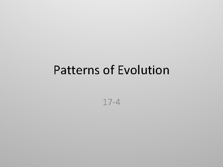 Patterns of Evolution 17 -4 