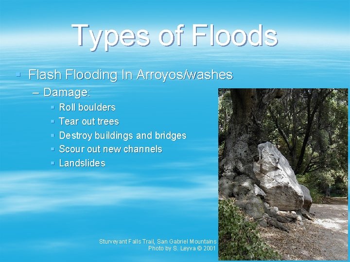 Types of Floods § Flash Flooding In Arroyos/washes – Damage: § § § Roll