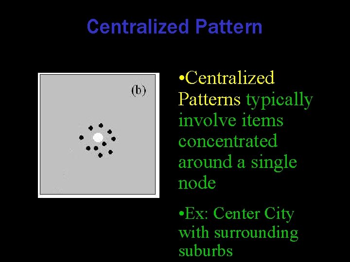 Centralized Pattern • Centralized Patterns typically involve items concentrated around a single node •