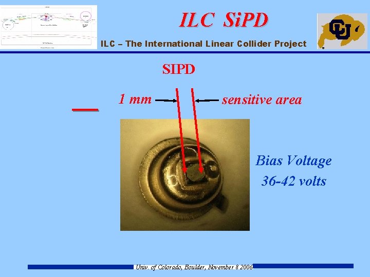 ILC Si. PD ILC – The International Linear Collider Project SIPD 1 mm sensitive