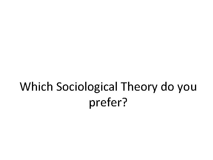 Which Sociological Theory do you prefer? 