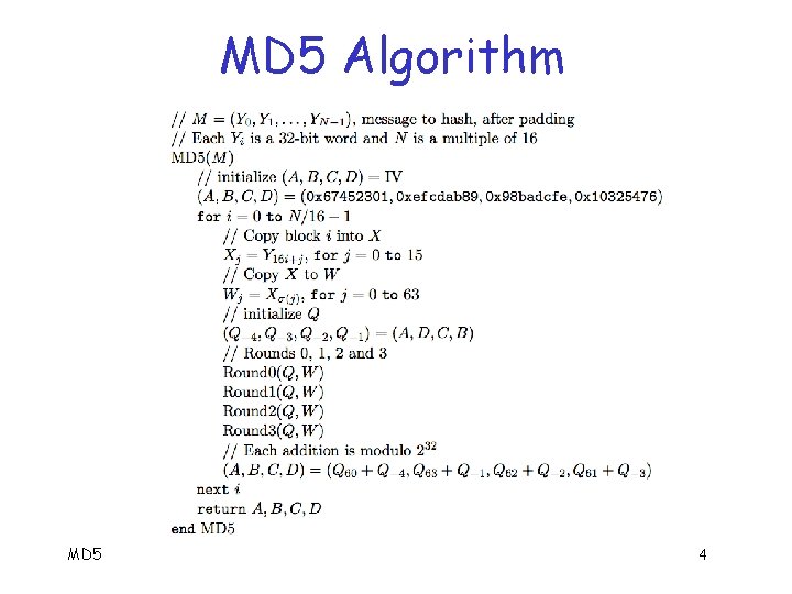 MD 5 Algorithm MD 5 4 