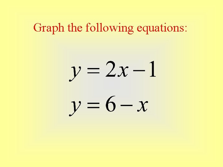 Graph the following equations: Graph the following equations: