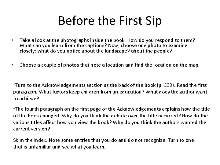 Before the First Sip • Take a look at the photographs inside the book.