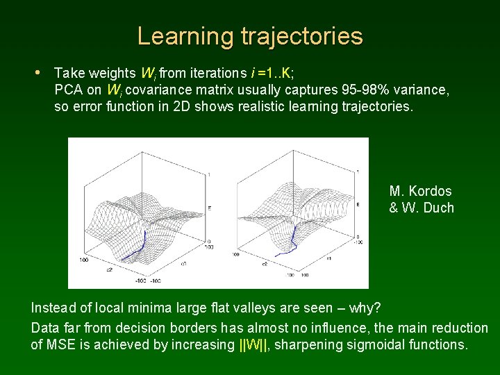 Learning trajectories • Take weights Wi from iterations i =1. . K; PCA on