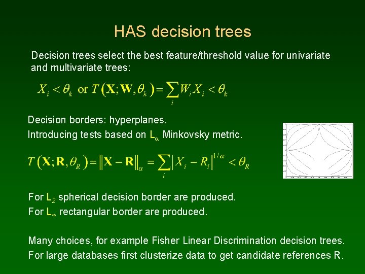 HAS decision trees Decision trees select the best feature/threshold value for univariate and multivariate