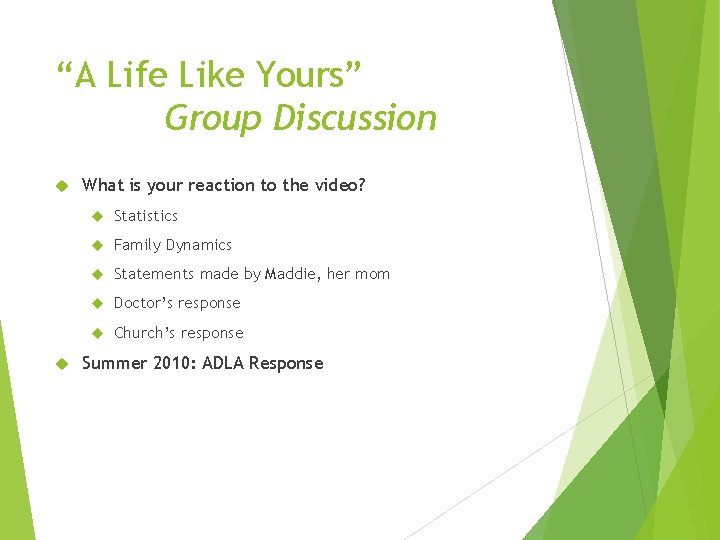 “A Life Like Yours” Group Discussion What is your reaction to the video? Statistics