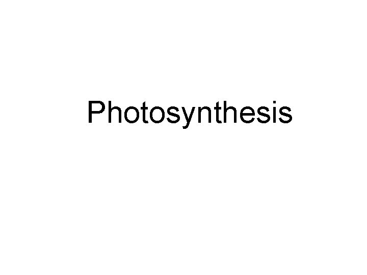 Photosynthesis 