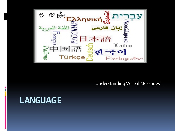 Understanding Verbal Messages LANGUAGE 