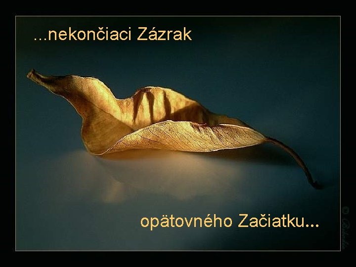 . . . nekončiaci Zázrak opätovného Začiatku. . . 