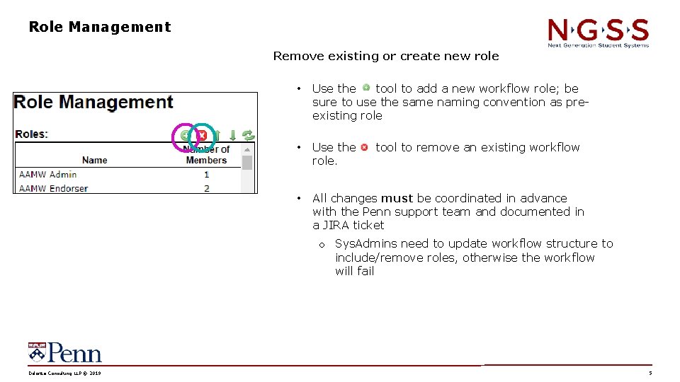 Role Management Remove existing or create new role • Use the tool to add