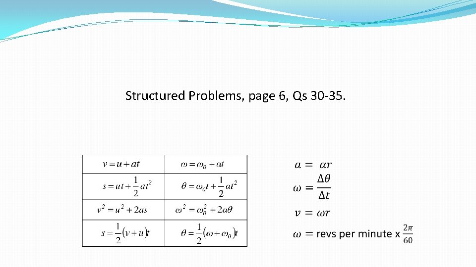 Structured Problems, page 6, Qs 30 -35. 
