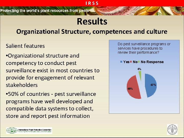 IRSS Results Organizational Structure, competences and culture Salient features • Organizational structure and competency