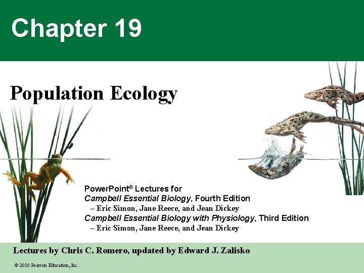 Chapter 19 Population Ecology Power. Point® Lectures for Campbell Essential Biology, Fourth Edition –