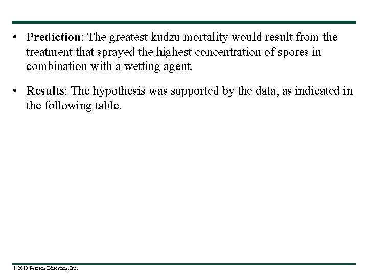  • Prediction: The greatest kudzu mortality would result from the treatment that sprayed