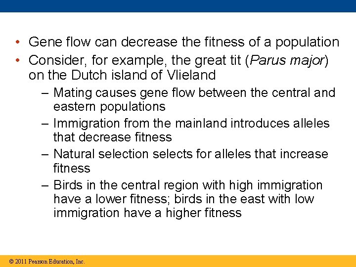 • Gene flow can decrease the fitness of a population • Consider, for • Gene flow can decrease the fitness of a population • Consider, for