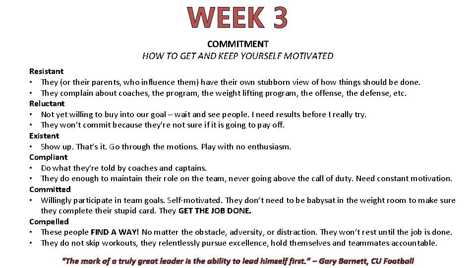 WEEK 3 HOW TO LEAD BY EXAMPLE IF